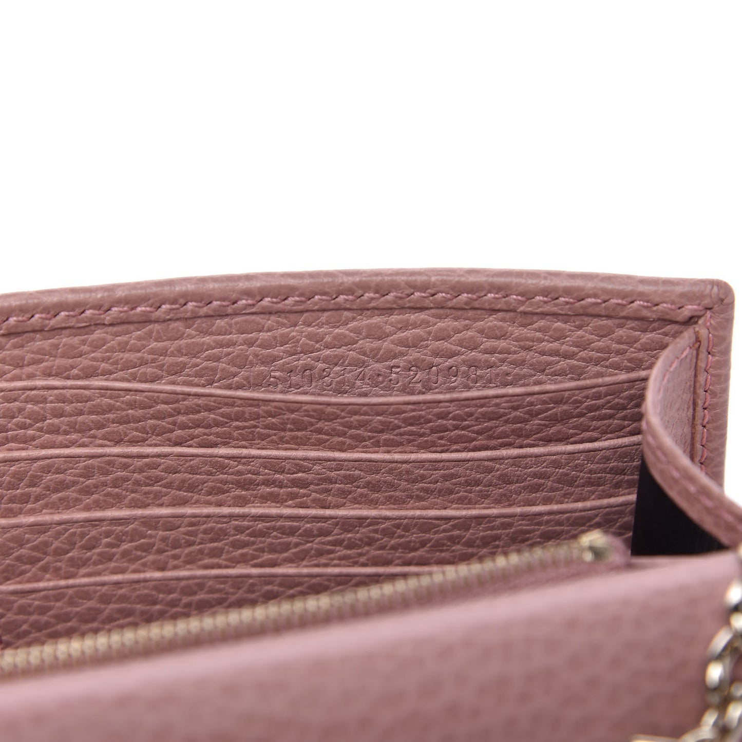 Dollar Calfskin Interlocking G Chain Wallet Soft Pink