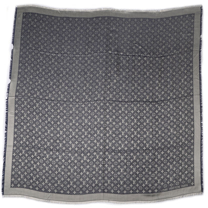 Louis Vuitton Silk Wool Monogram Denim Shawl Blue 3 of 5