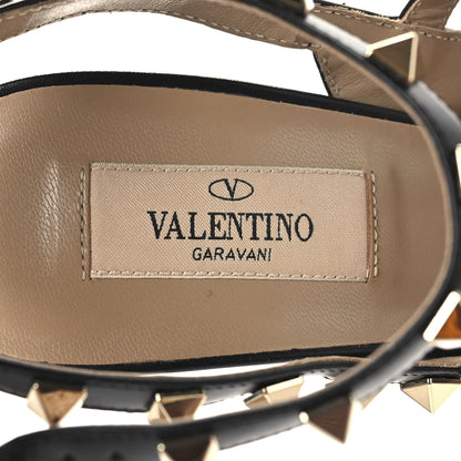 Valentino Garavani Pebbled Calfskin Rockstud Ankle Strap 100mm Pumps 38.5 Black 9 of 10