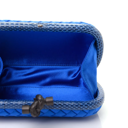 Bottega Veneta Satin Intreccio Impero Ayers Knot Clutch Blue 5 of 8