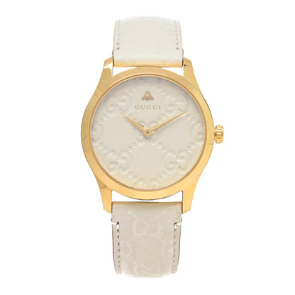 Gucci Stainless Steel Calfskin 38mm G-Timeless Quartz Watch White 1 of 5