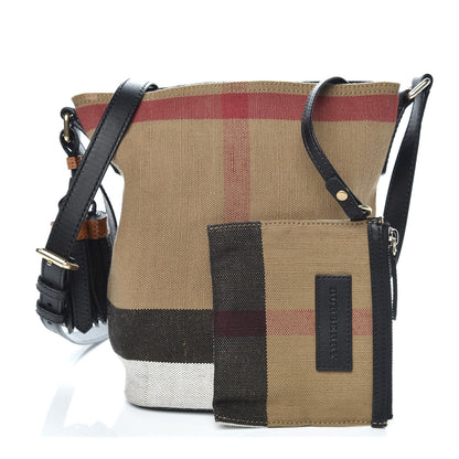 Burberry Canvas Mega Check Mini Ashby Tassel Crossbody Black 1 of 11
