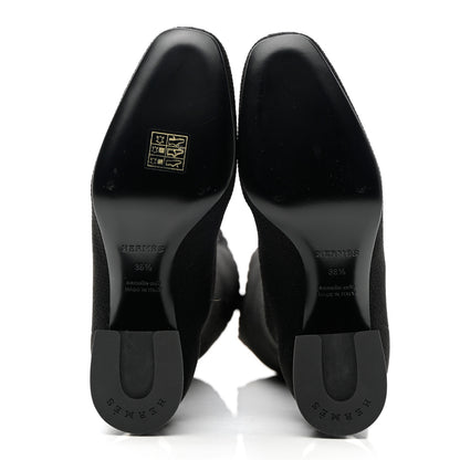Hermes Knit Calfskin Fontaine 60 Boots 36.5 Black 6 of 16