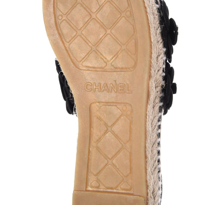 Chanel Lambskin Camellia CC Espadrilles 36 Black 6 of 8
