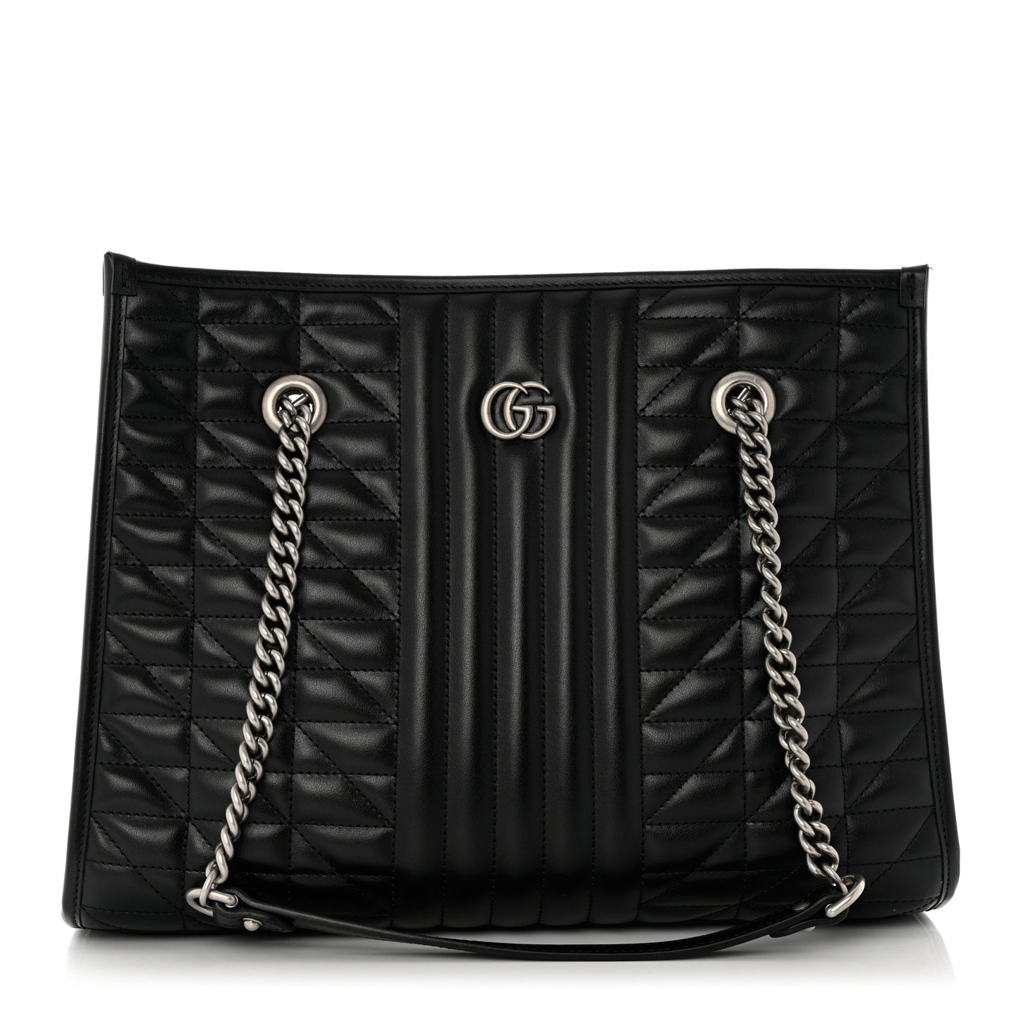 Calfskin Matelasse Aria Medium GG Marmont Shoulder Tote Black