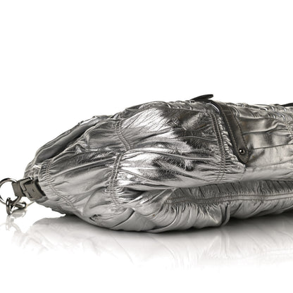 Prada Metallic Nappa Gaufre Messenger Tote Silver 8 of 14