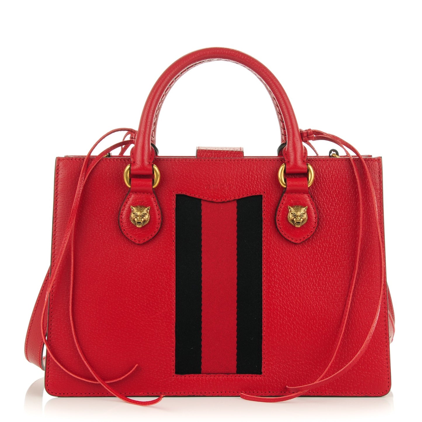 Grained Calfskin Small Animalier Top Handle Tote Red