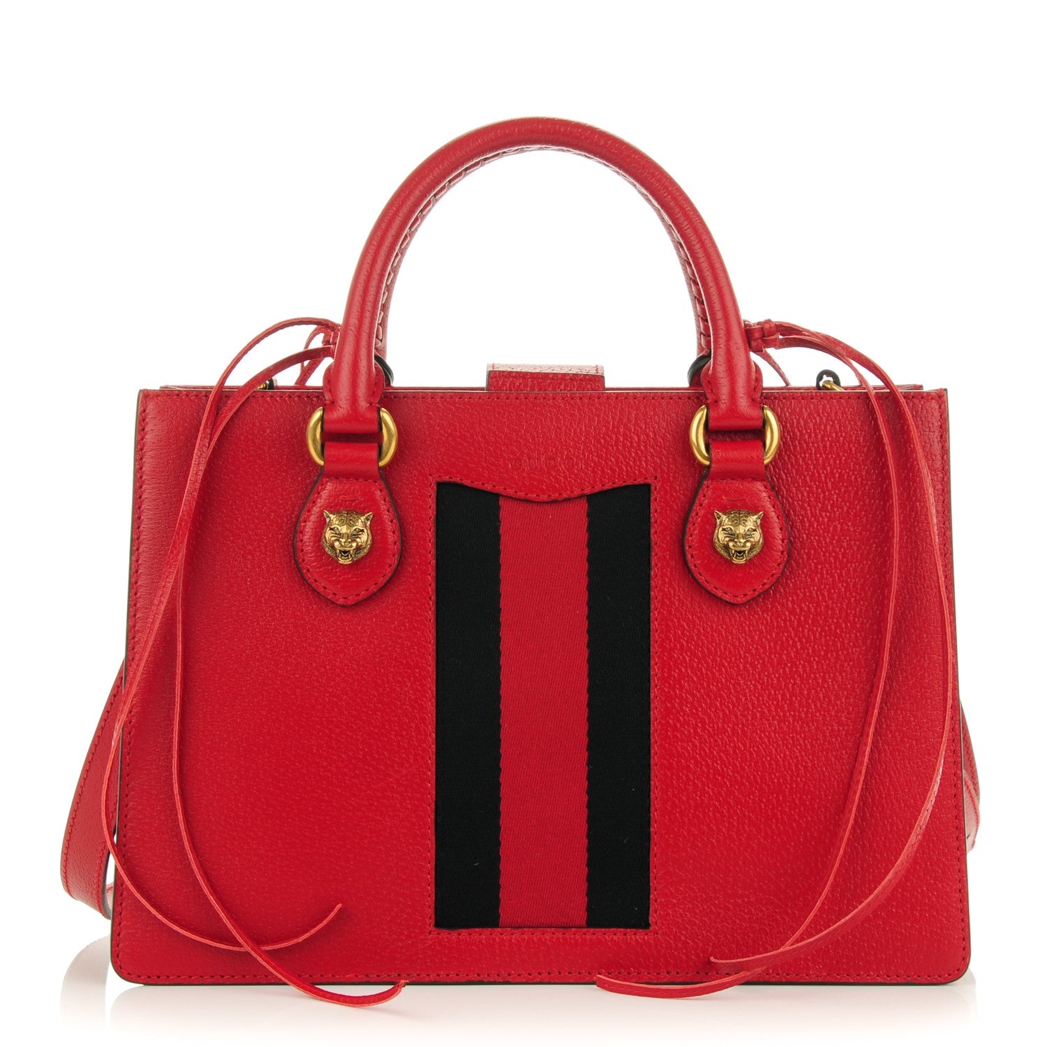 Gucci Grained Calfskin Small Animalier Top Handle Tote Red 1 of 7