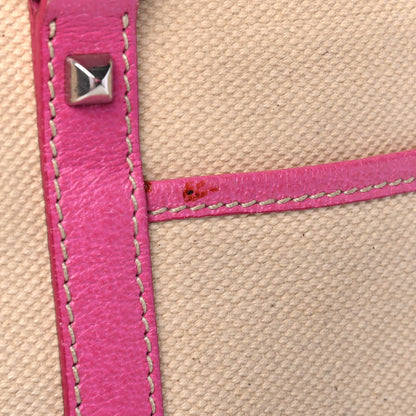 Prada Canvas Calfskin Trim Tote Pink 5 of 5