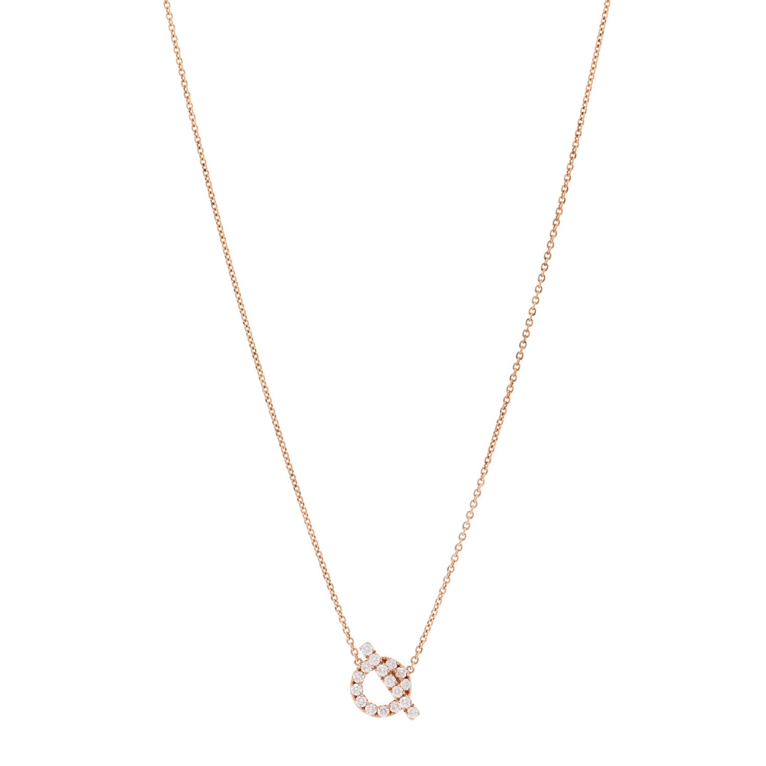 Hermes 18K Rose Gold Diamond Finesse Pendant Necklace 1 of 6