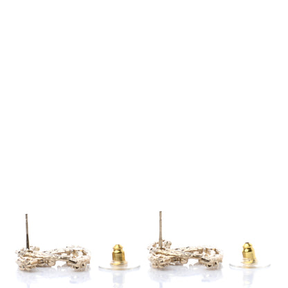 Chanel Crystal CC Camellia Earrings Gold 3 of 5