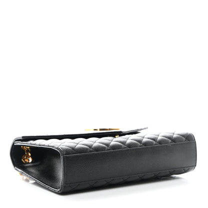 Saint Laurent Grain De Poudre Textured Mixed Matelasse Triquilt Medium Monogram Satchel Black 4 of 11