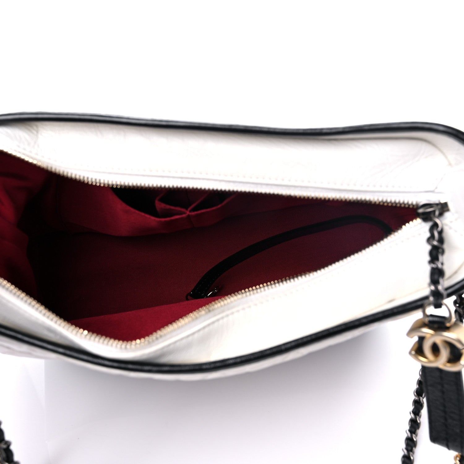 Chanel Aged Calfskin Quilted Medium Gabrielle Hobo Black White 4 of 11