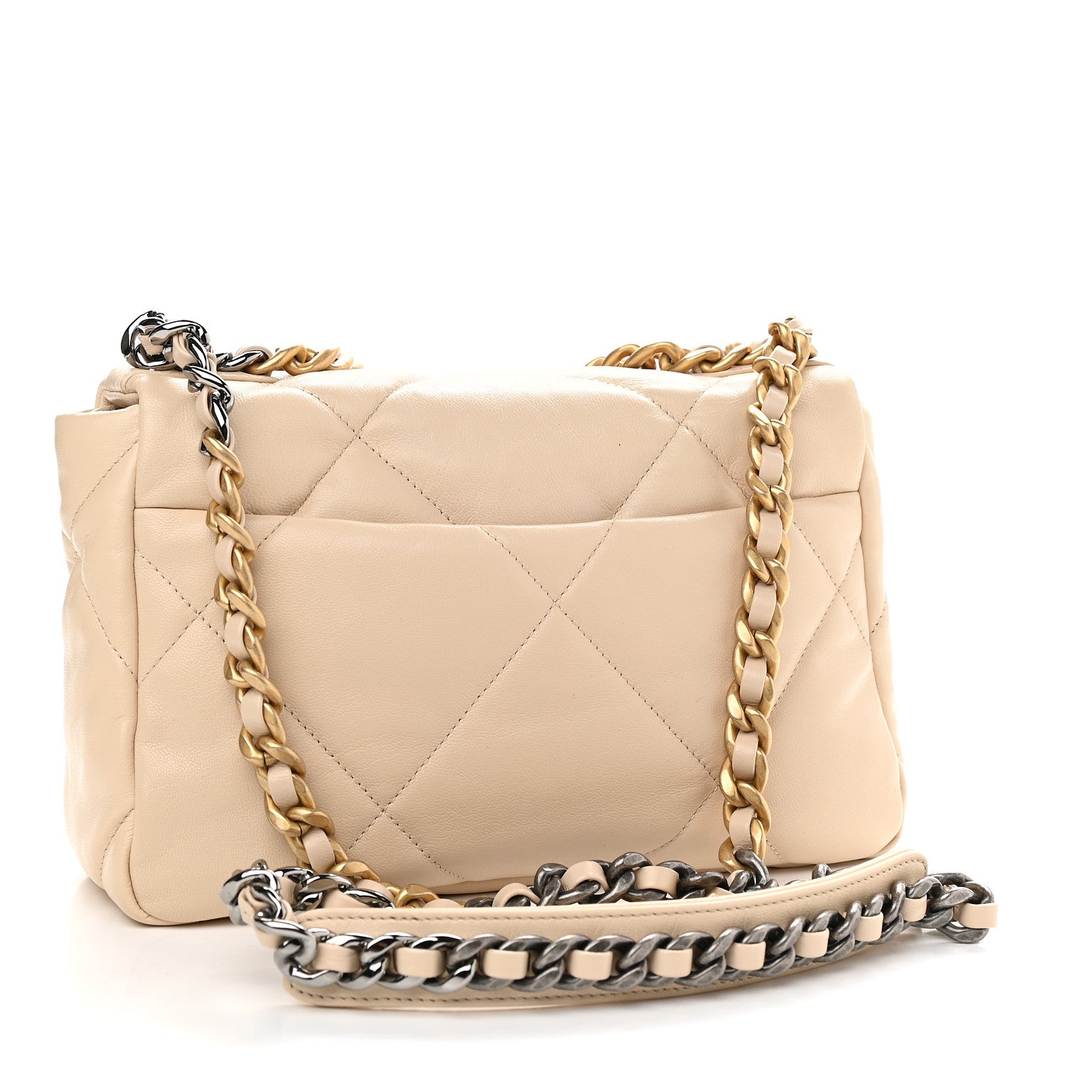 Chanel Goatskin Quilted Medium Chanel 19 Flap Light Beige 3 of 9