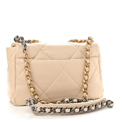 Chanel Goatskin Quilted Medium Chanel 19 Flap Light Beige 3 of 9