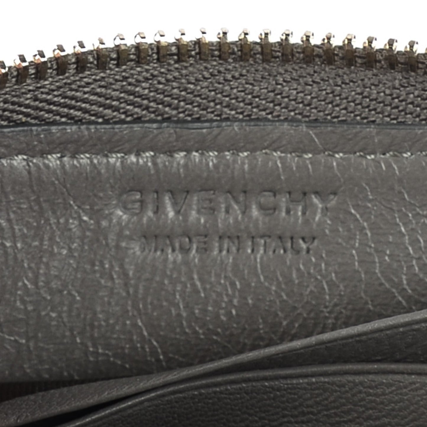 Lambskin Shark Lock Zip Around Compact Wallet Grey