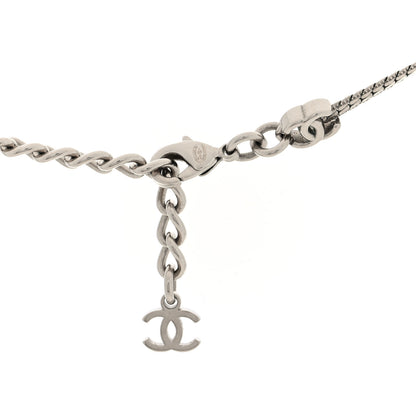 Chanel Metal CC Short Chain Necklace Silver 4 of 5