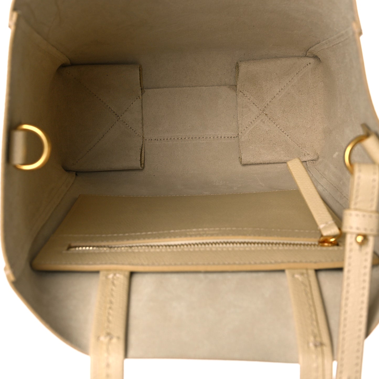 Grained Calfskin Small Vertical Cabas Sand