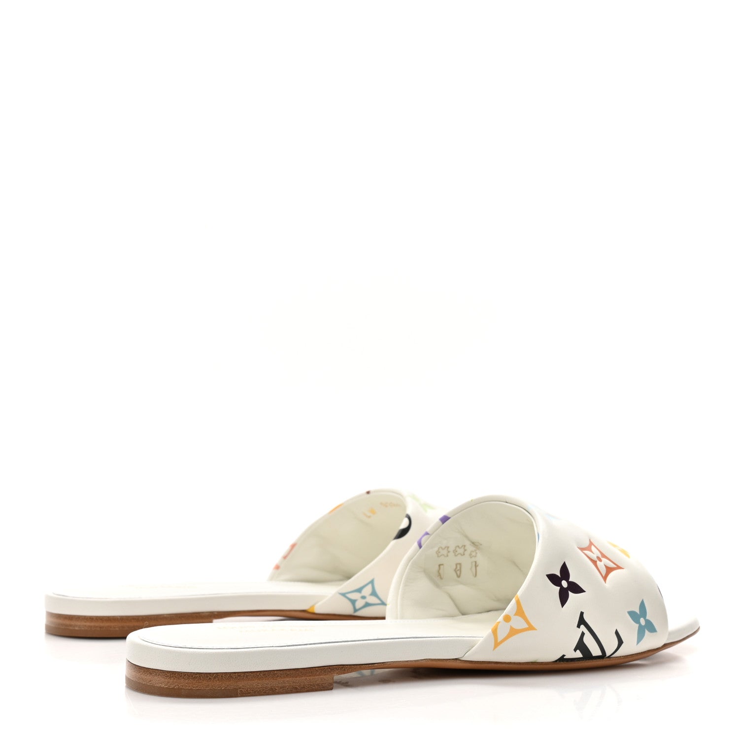 Louis Vuitton LV X TM Lambskin Monogram 6AM Flat Mule Sandals 39 White Multicolor 4 of 9
