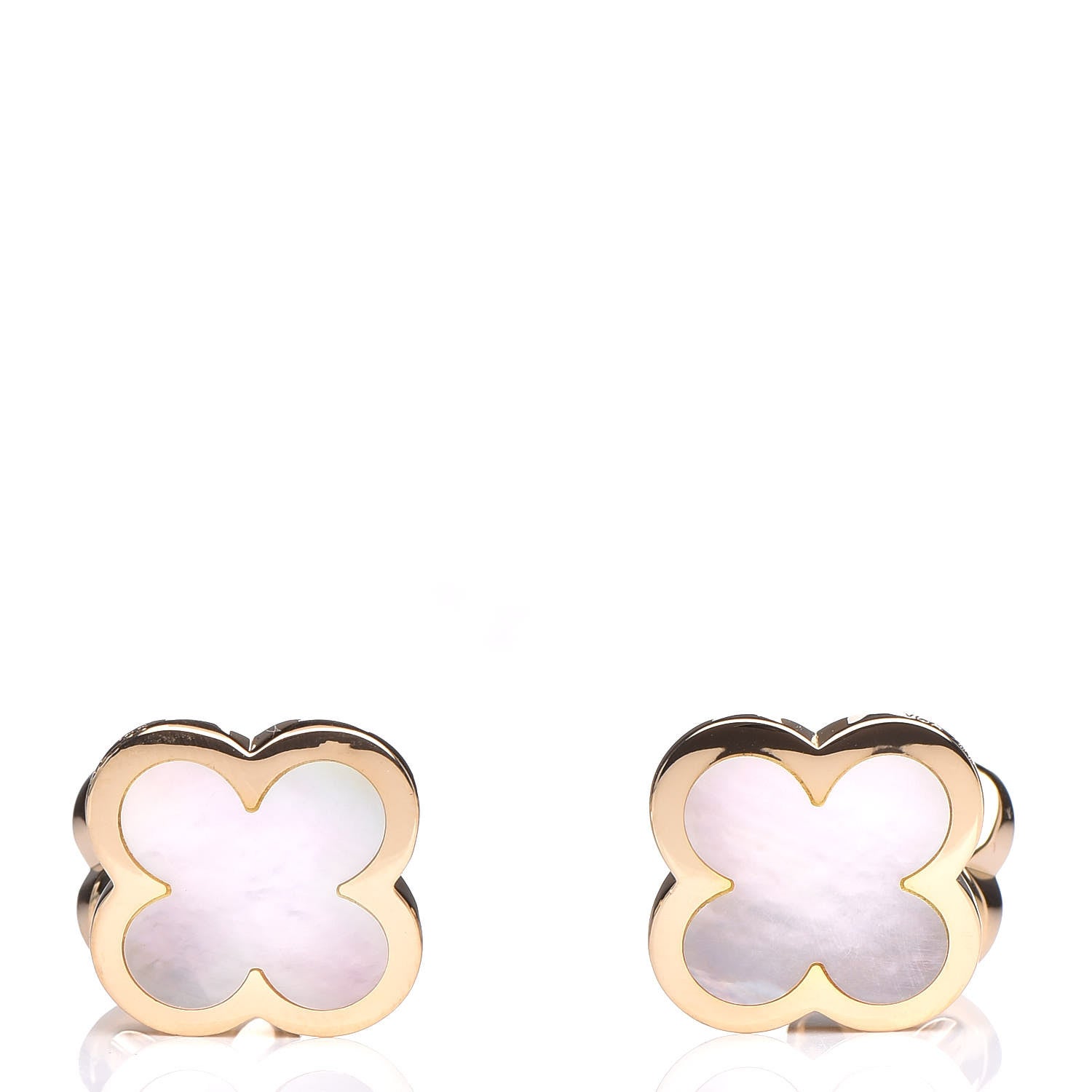 Van Cleef & Arpels 18K Yellow Gold Mother of Pearl Pure Alhambra Cufflinks 1 of 5
