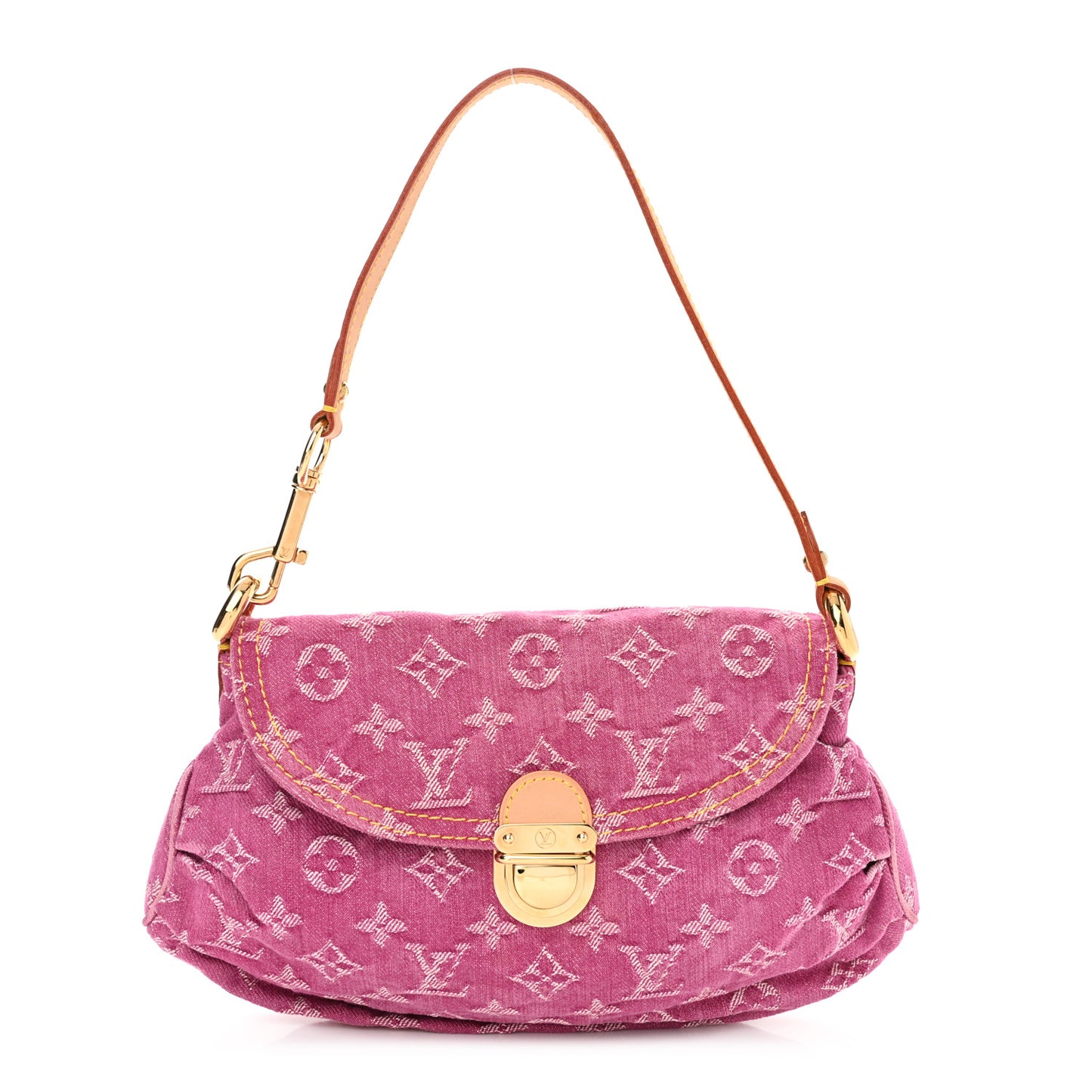 Monogram Denim Mini Pleaty Fuchsia