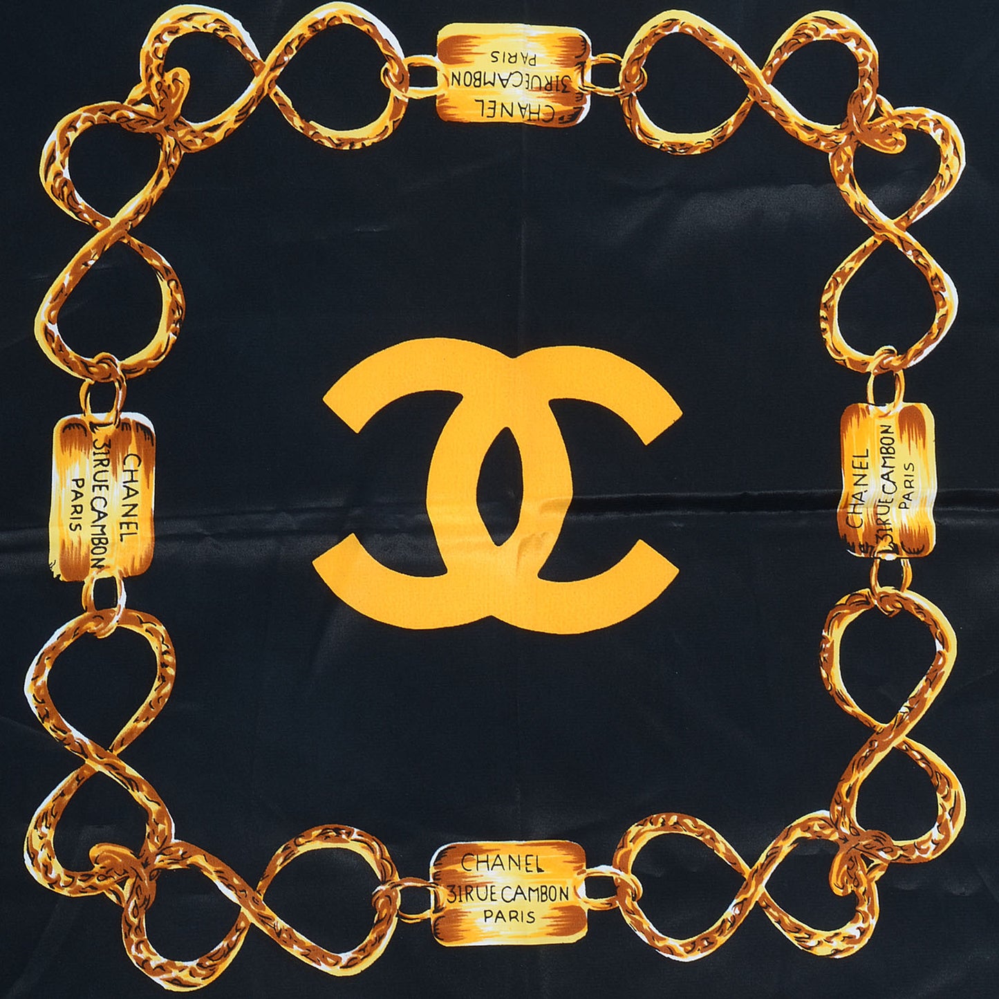 Silk 31 Rue Cambon Scarf Black Gold