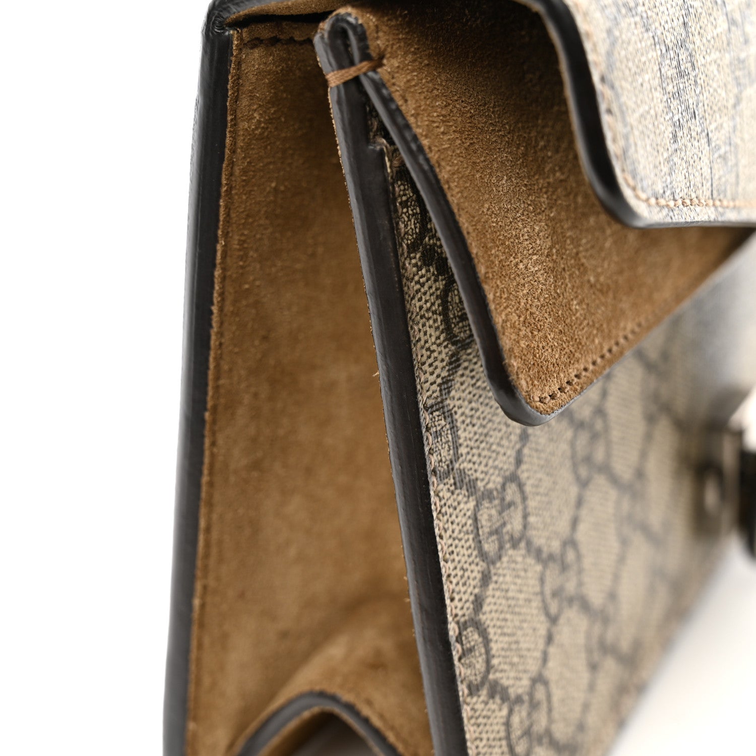 Gucci GG Supreme Monogram Suede Crystal Small Dionysus Shoulder Bag Beige Ebony Taupe 12 of 13