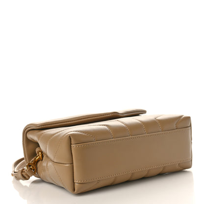 Saint Laurent Calfskin Y Quilted Monogram Toy Loulou Crossbody Bag Dark Latte 4 of 12