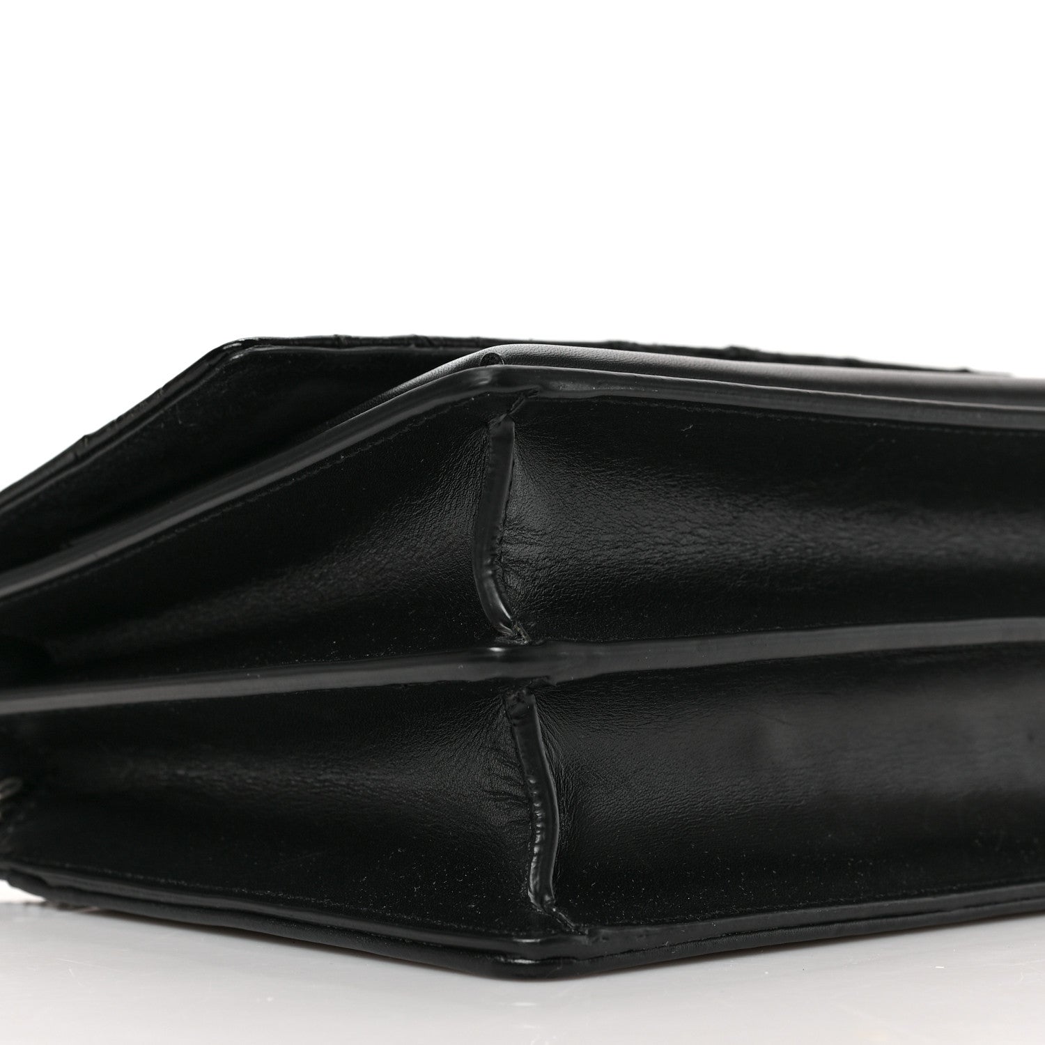 Saint Laurent Calfskin Mixed Quilted Crocodile Embossed Medium Monogram Sunset Black 7 of 8