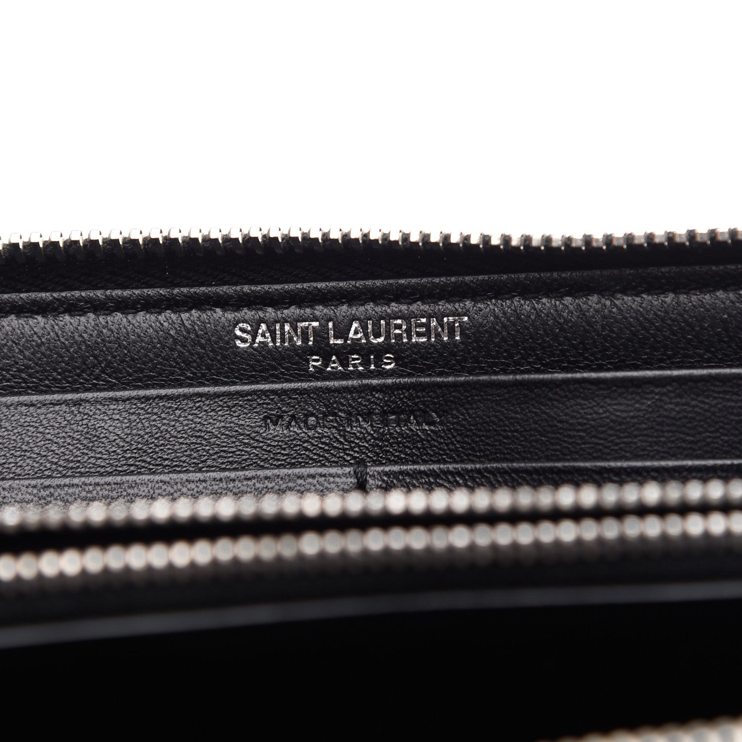 Saint Laurent Calfskin Crocodile Embossed Monogram Zip Around Wallet Black 6 of 6