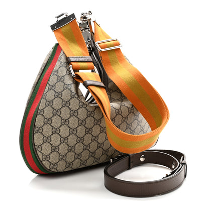 Gucci GG Supreme Monogram Textured Calfskin Web Large Attache Shoulder Bag Beige Ebony New Acero 3 of 10