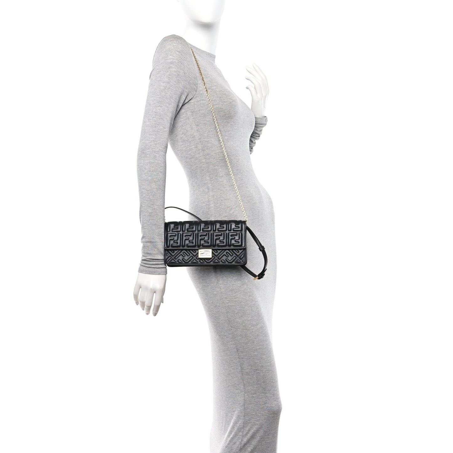 Nappa Matisse FF Embossed Wallet On Chain Black