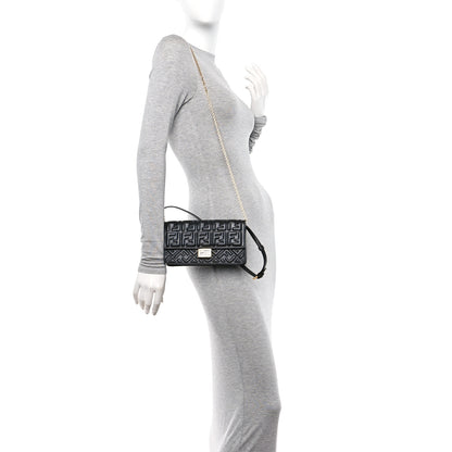 Fendi Nappa Matisse FF Embossed Wallet On Chain Black 2 of 10