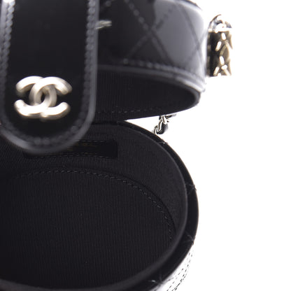 Chanel Patent Quilted Round Small Vanity With Chain Black 5 of 12
