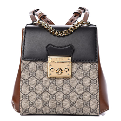 Gucci GG Supreme Monogram Calfskin Padlock Backpack Beige Cuir Black 1 of 9