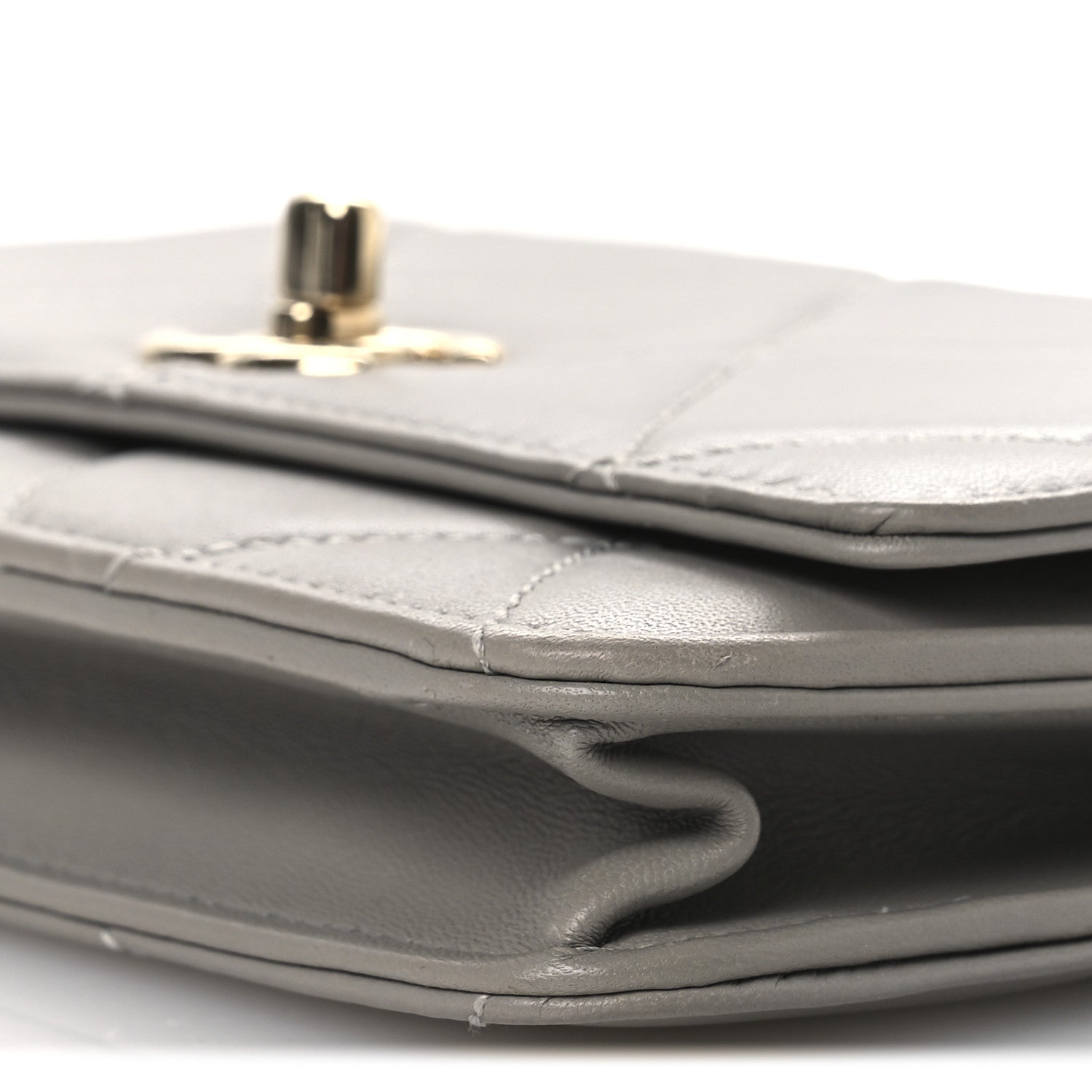Chanel Lambskin Quilted Trendy CC Wallet On Chain WOC Grey 11 of 13