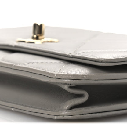 Chanel Lambskin Quilted Trendy CC Wallet On Chain WOC Grey 11 of 13