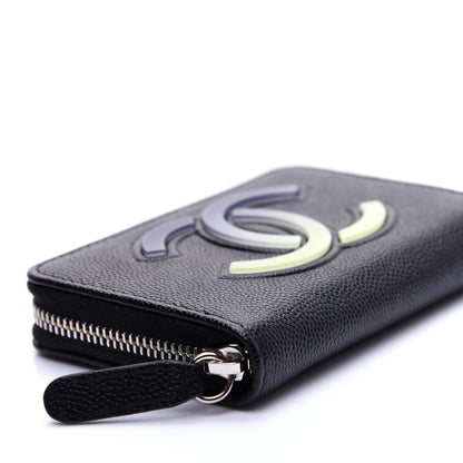 Chanel Caviar CC Small Zip Around Coin Purse Black Blue Green 6 of 11