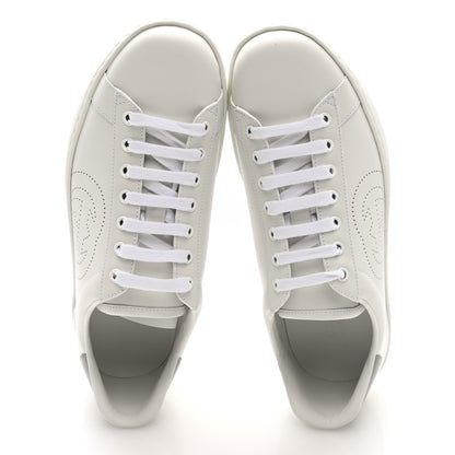 Gucci Calfskin Interlocking G Perforated Mens Ace Sneakers 8 White Grey Sky 7 of 9