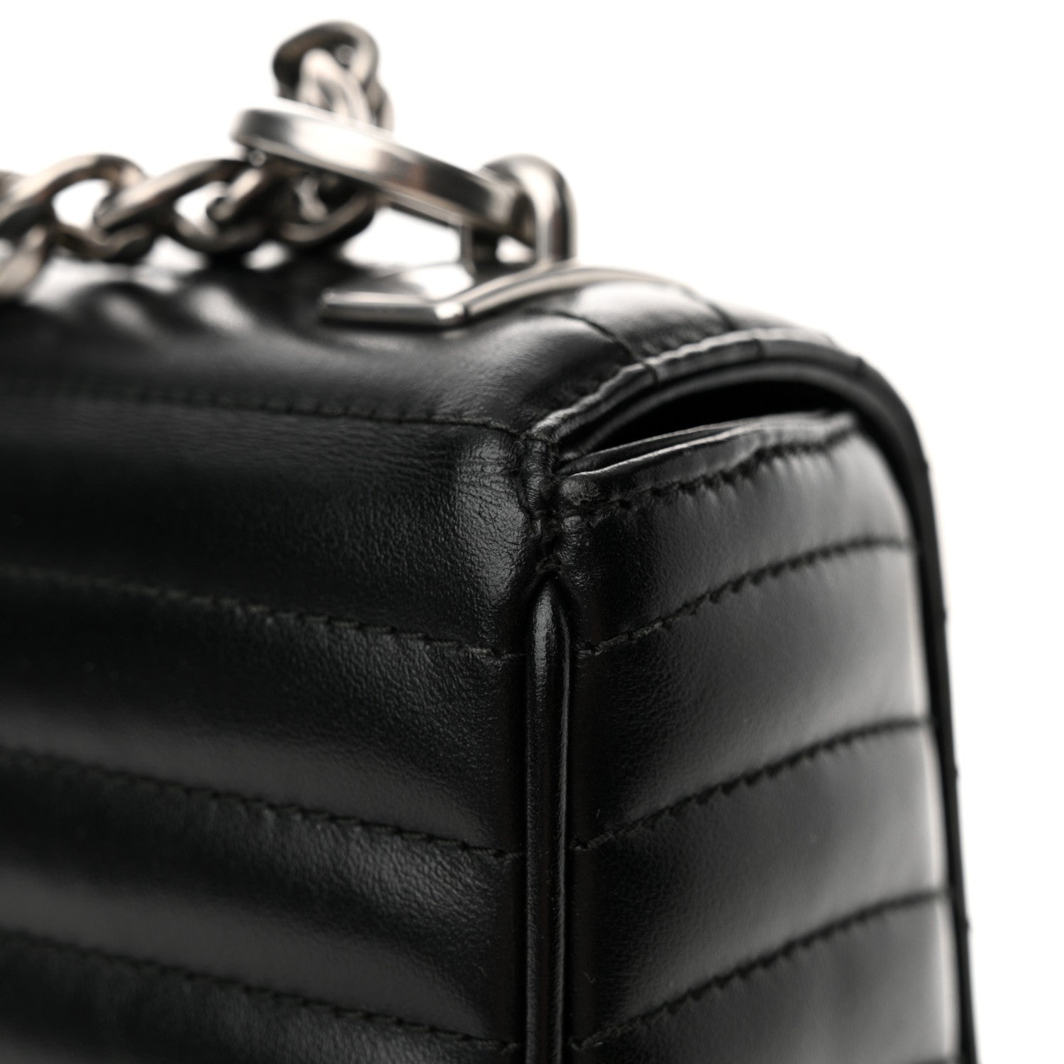 Prada Soft Calfskin Impunture Diagramme Large Chain Flap Shoulder Bag Black 11 of 12