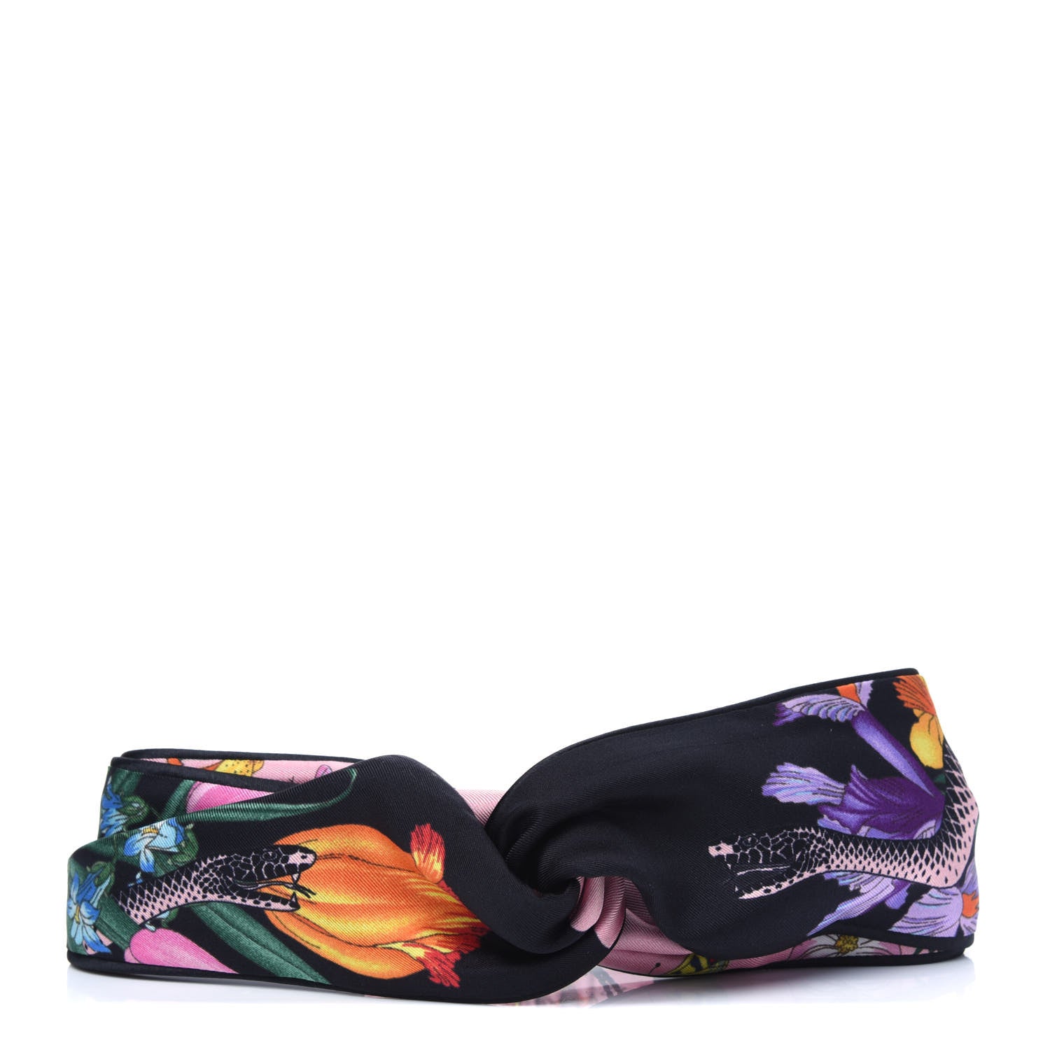 Gucci Silk Floral Snake Print Headband Black 1 of 3