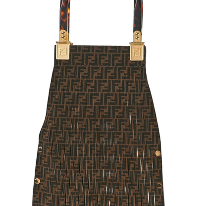Fendi Suede Plexiglass FF Mesh Fendi Sunny Tote Bag Sigaro Moro 7 of 9
