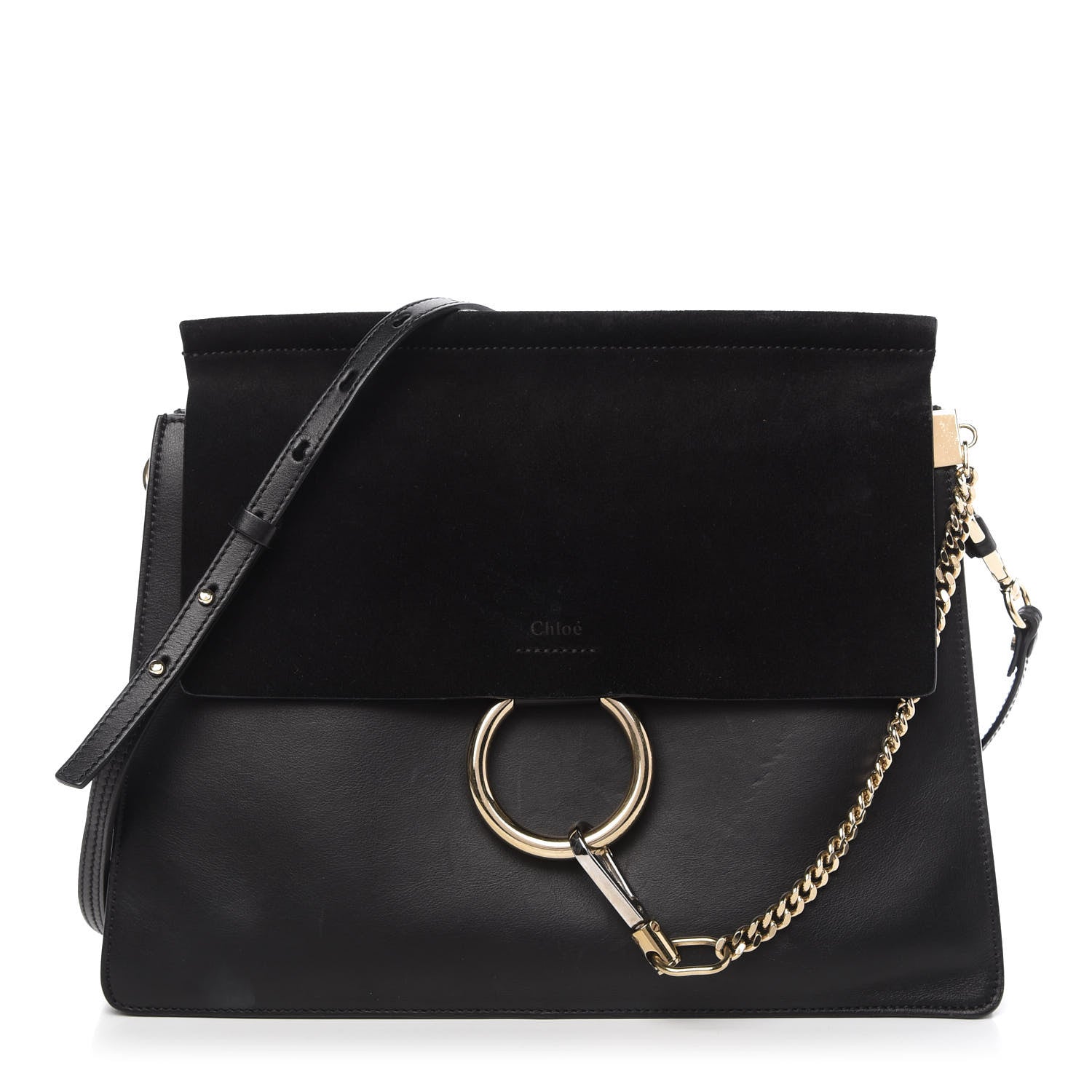 Chloe Suede Calfskin Medium Faye Shoulder Bag Black 1 of 9