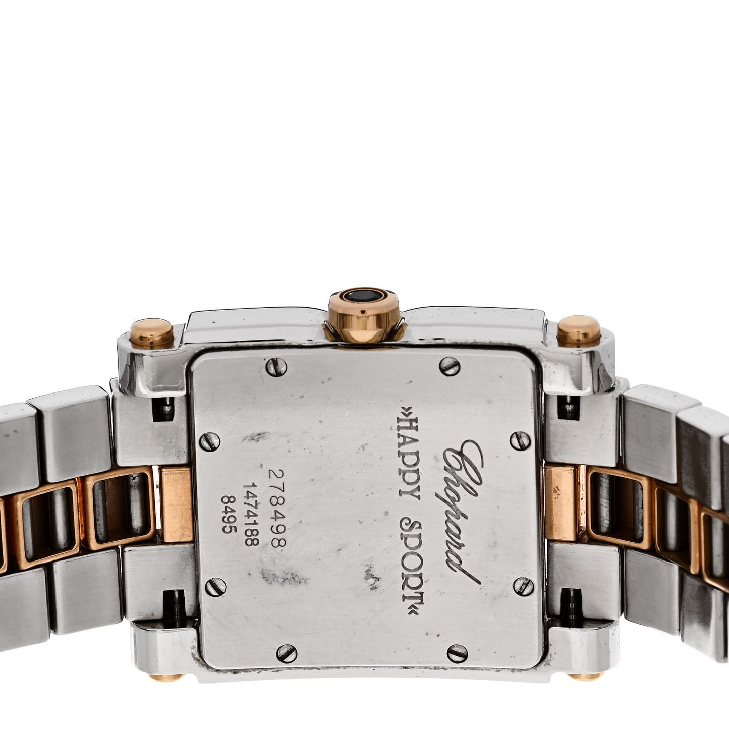 Stainless Steel 18K Rose Gold 7 Diamond Bezel Mother of Pearl 27mm Happy Sport Quartz Watch