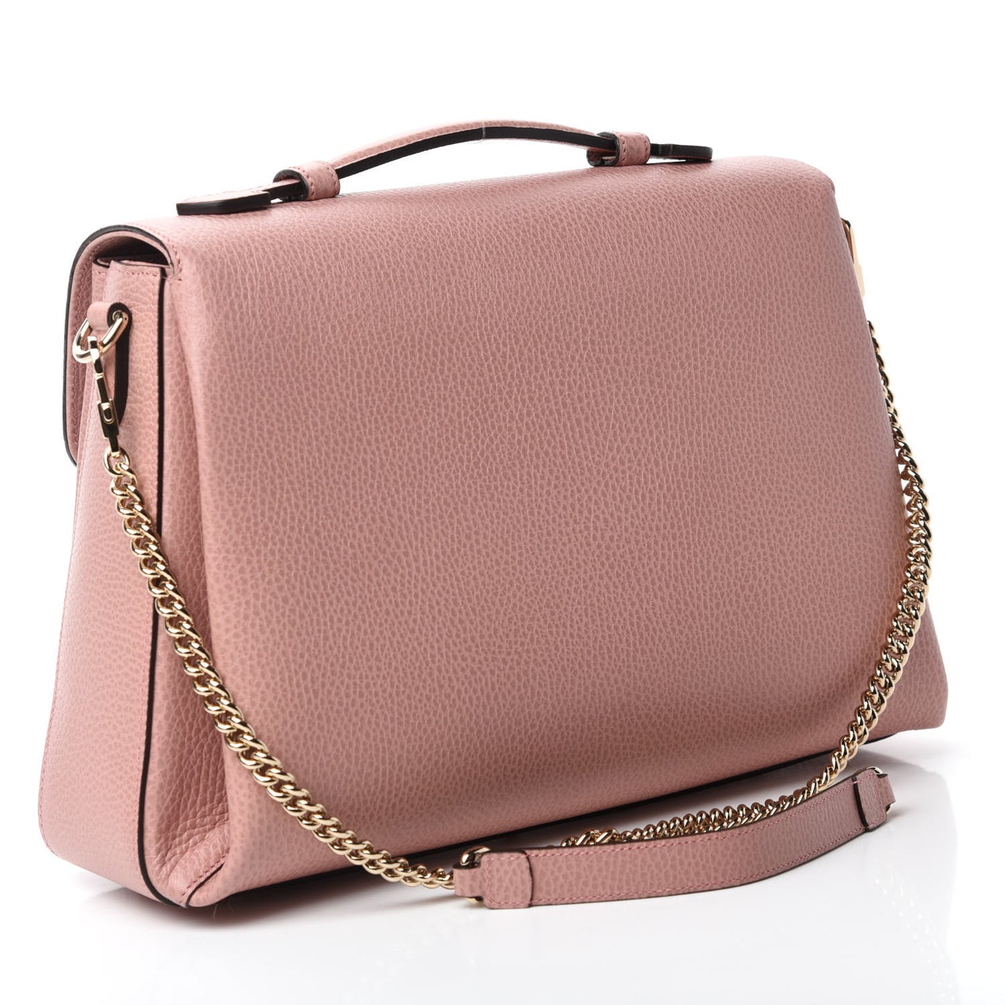 Dollar Calfskin Medium Interlocking G Top Handle Shoulder Bag Soft Pink