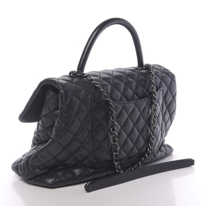 Chanel Caviar Quilted Medium Coco Handle Flap Navy Blue 4 of 14