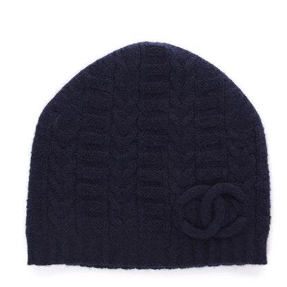 Chanel Merino Wool CC Beanie Hat Navy 1 of 3