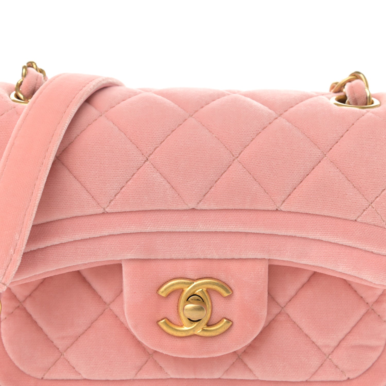 Chanel Velour Quilted Mini Double Frame Flap Rose 8 of 10