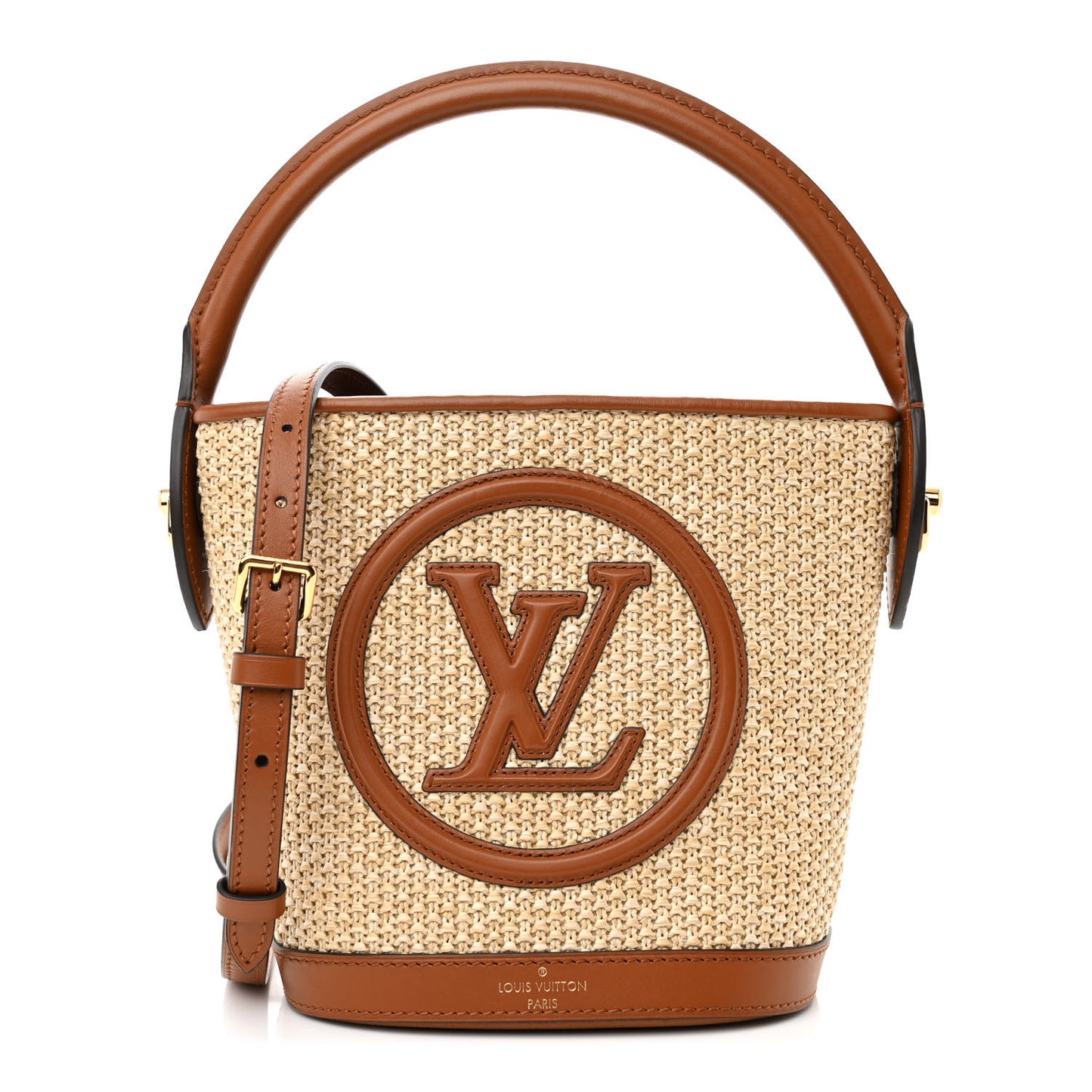Kitted Raffia Petit Bucket Caramel