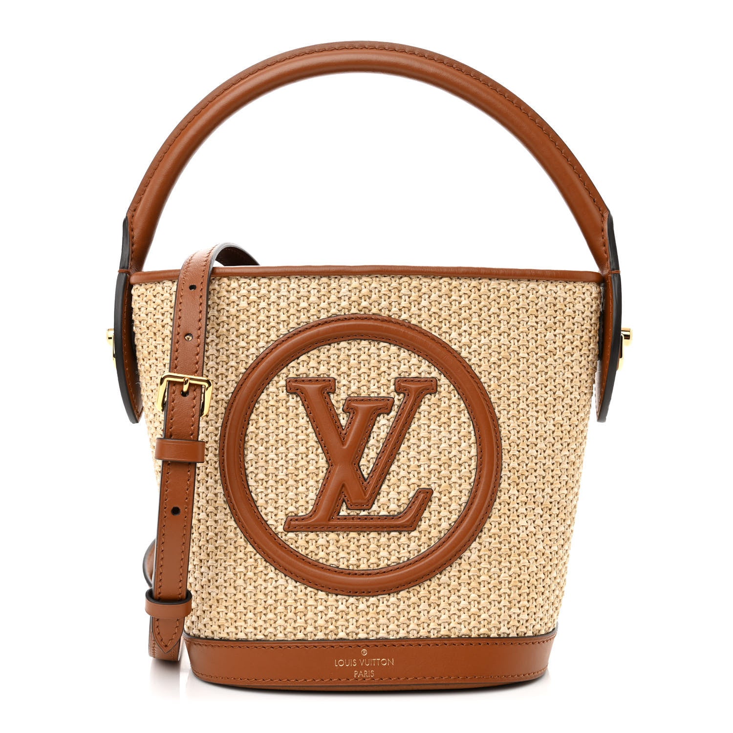 Louis Vuitton Kitted Raffia Petit Bucket Caramel 1 of 9
